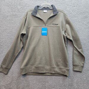 Columbia Mens Olive Green 1/4 Zip Fleece Pullover Sweatshirt Size L